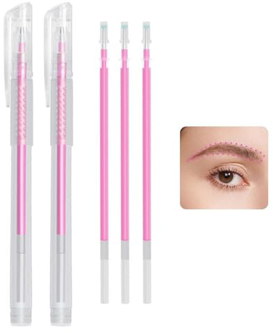 Tattoo Stifte, 2 Stück Skin Marker Pen mit 3 Nachfüllpackungen, Präziser Microblading Markierungsstift für Augenbrauen, Lippen und Make Up, Ideal für Tattoo-Kunst & Schönheitssalons (Rosa)