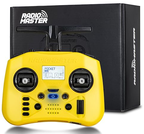 STARDRONE Radiomaster Pocket Hall Gimbal EdgeTX Transmisor de control remoto portátil ligero con luz LED integrada y antena plegable (amarillo)