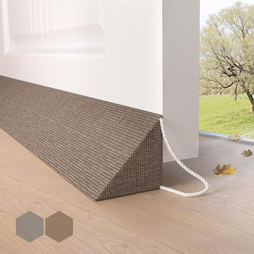 HIZH Schwerlast Zugluftstopper für Türen,90cm Extra Dickes Keildesign dichtet große Spalten bis 7,5cm Beschwerte Türdichtung für Schallschutz,Lichtschutz & Energiesparen, Braun