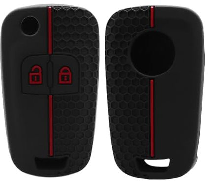 Pexorin 2 Tasten Silikon Schlüssel Cover Autoschlüssel Hülle, for Opel, for Vauxhall, Insignia, Astra J, Zafira, Corsa DE, Mokka A, Meriva, Karl, Cascada, Adam Autoschlüsseletui(Red)