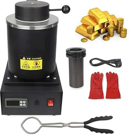 1800W four électrique de fusion d’or,2102℉ Machine numérique de fusion de métal, Kit de coulée de métal avec creuset de Graphite pour la ferraille de fonte, argent, or, cuivre, four de coulée d’affina