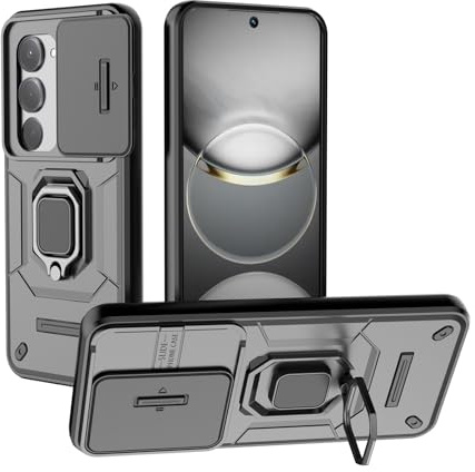 SEAHAI Hülle für Xiaomi Redmi 15 5G/4G, [Militärische Stoßfest Case] Ultra Dünn Silikon TPU + Harter PC Zurück Handyhülle Schutzhülle mit Kameraschutz und Ring Ständer - Schwarz