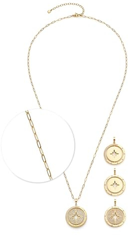 JEWELS BY LEONARDO Halskette X-Mas Special Starlight • Paperclip-Kette aus goldfarbenem Edelstahl • drehbarer Anhänger mit Zirkonia-Steinchen • 70-77 cm Länge • Schmuck Geschenk für Frauen • 025552