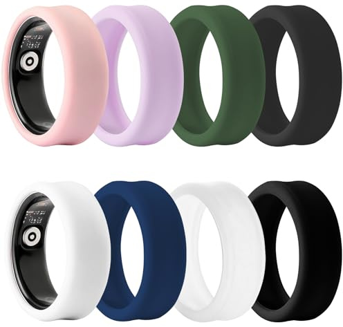 Ainiv 8 Pack Silicone Ring Cover Compatible with Gen 4 or Gen 3, Anti-Scratch Elastic Silicone Ring Protector, Men Women Working Out Gym(M for 10/11/12/13)