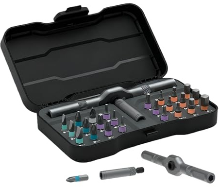 SUNOYA Juego de destornilladores magnéticos 24 en 1, multi-bit, carraca con mango extraíble, para bricolaje y electrónica