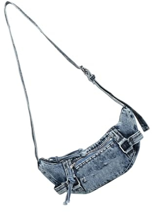 Itkcozcg 2025 Trendige Jean Stoff Schultertasche Wasserabweisender Stoff Geräumige Aufbewahrungsfächer Ergonomische Schulterstütze Waschbare Retro Umhängetasche Für Damen