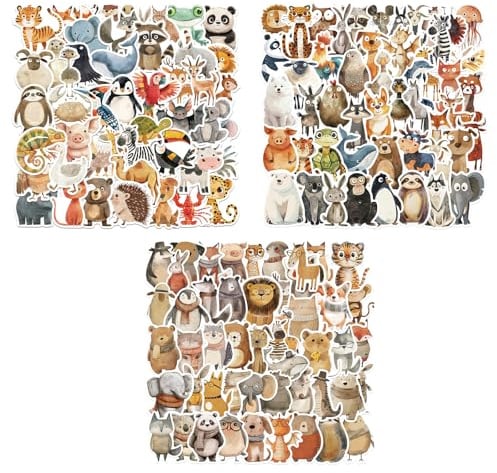 150 Stück Kinder Sticker Tiere, Wasserdicht Aufkleber Tiere, Farbe Tiersticker, Niedlich Aufkleber Kinder, Geeignet Für Laptops, Mobiltelefone, Skateboards, Koffer Usw
