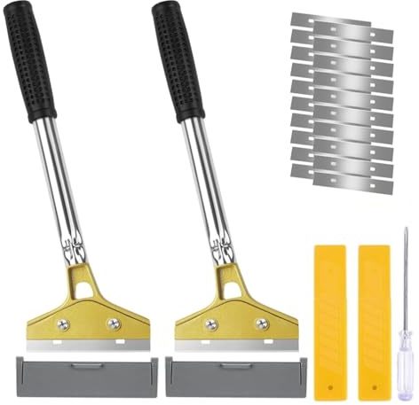 2 Stück Tapetenentferner,Tapetenkratzer Set mit 20 Ersatzklingen Tapetenschaber 30 × 10cm Zeranfeldkratzer mit SchutzhüLle für Wandfarbe Bodenfliesen-Kleber Holzplatten Fliesen