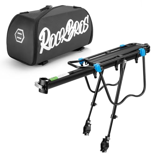 ROCKBROS Fahrrad Gepäckträger Tasche Set – Schnellspanner Gepäckträger 24–29 Zoll aus Aluminium mit Reflektor & 11,6L Gepäckträgertasche Hinten, Abnehmbarer Schultergurt, für Pendeln & Radtouren