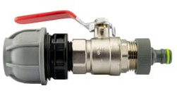 25mm MDPE Pipe to Click Lock Garden Hose Connector Kit with Full Flow Nickel Plated Brass Ball Valve Compression Fitting for Irrigation Watering Outdoor Plumbing Water Tank Hosepipe Adapter