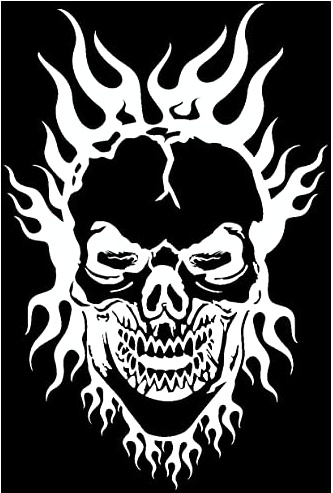 Samunshi® Flammen Totenkopf Aufkleber 'Burning Hero' 827 10 x 15cm weiß