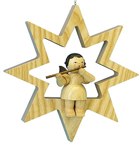 Unbekannt Engel sitzend groß mit Querflöte, Natur - 197/179/15N