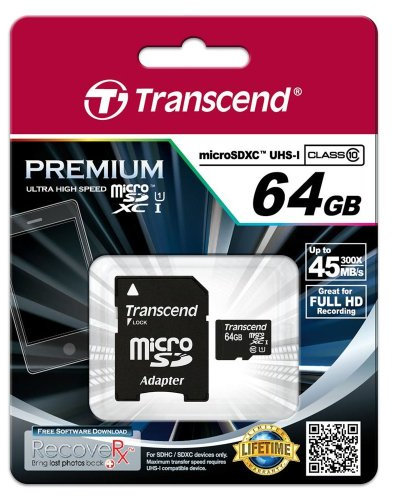 Transcend 64GB microSDXC/SDHC Class 10 UHS-I 600X (Ultimate) Memory Card with Adapter