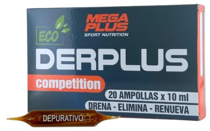 Detox Adelgazante Potente - Derplus - Mega Plus - Complemento Alimenticio Diurético para la Retención de Líquidos - Diente de León, Cardo Mariano, Alcachofa, Bardana, Melisa - 20 Ampollas de 10 ml