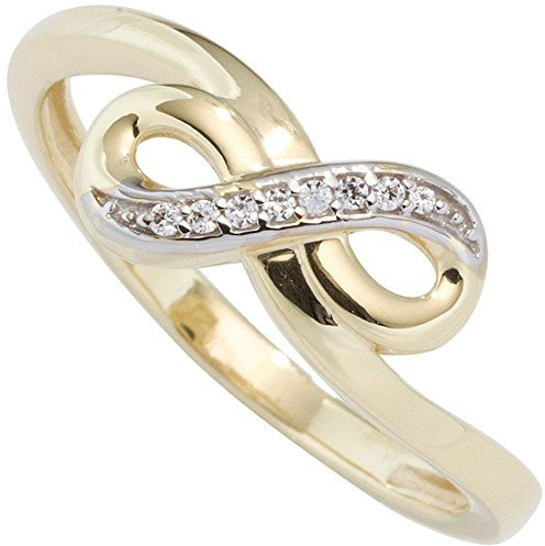 Schmuck Krone Ring Damenring Goldring Unendlichkeit Ziffer Acht 8 mit Zirkonia 333 Gelbgold, Ringgröße:Innenumfang 56mm ~ Ø17.8mm