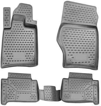 OMAC Gummimatten Fußmatten kompatibel mit Audi Q7 4LB 2006-2015 TPE Automatten Grau 4X