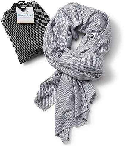 Bucky Uni-Erwachsene Jersey-Streifen-Komfort Deckenschal, Grau gestreift, Blanket Scarf