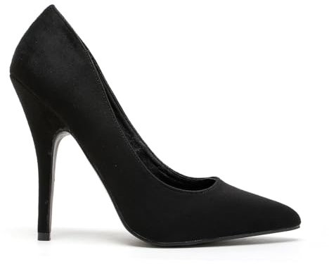 Gizelle Women Stiletto High Heel Pointed Pumps Ladies Party Clubbing Work Court Shoes Size 3-12 (4 UK, Black Suede)