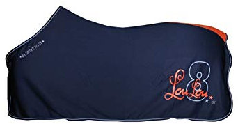 netproshop Weiche Abschwitzdecke Loulou Fleece Dunkelblau Aufdruck Mini/Shetty/Pony 90-125cm, Groesse:115, Farbe:Dunkelblau