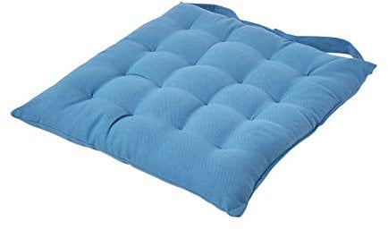 Homescapes Stuhlkissen 40x40 cm blau – Sitzkissen Outdoor/Indoor mit Baumwollbezug, Sitzpolster waschbar und Oeko-TEX-Zertifiziert für Esszimmer-, Küchen- & Gartenstühle