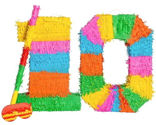 Fax Potato Pinata Set mit Stick & Blindfold - 10. Geburtstag/Jahrestag - Rainbow
