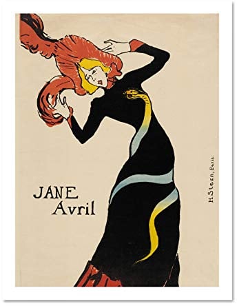 Wee Blue Coo Henri Toulouse Lautrec French Jane Avril Old Large Framed Art Print Poster Wall Decor 18x24 inch