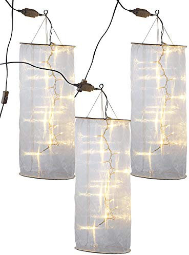 Lunartec Lichtschlauch Stoff: 3er-Set Organza-Lichterschlauch-Skulpturen mit 20 LEDs, 60 cm (Organza Stoff mit Lichterkette, Lichtschlauch für Weihnachten, Geburtstag)