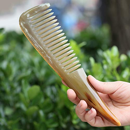 RAOLEI2019 Hornkamm, natürlich , Hornkamm für Haare, Hornkamm für Mann, Hornkamm für Frau, kein statischer handgefertigter Kamm, breiter Zahn, Horn Kamm 24~26cm