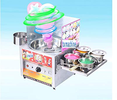 TX® Commercial Gas Cotton Candy Machine Sweet Sugar Candy Floss Makers Stainless Steel DIY Cotton Candy Machine with Four Buckets Three Sides Hurricane Globe