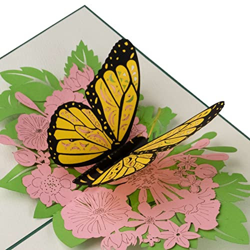 Sweetpopup® Pop Up Karte Glückwunsch - 3D Geburtstagskarte | Glückwunschkarte für Frauen & Mädchen zum Geburtstag Frauentag Muttertag oder zur Genesung Danksagung | Klappkarte Schmetterling, 013