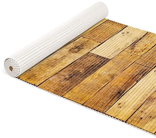 ANRO Badematte Weichschaummatte Bad- und Duschvorleger Teppich Antirutsch Badläufer Holz Diele Braun 200x65cm