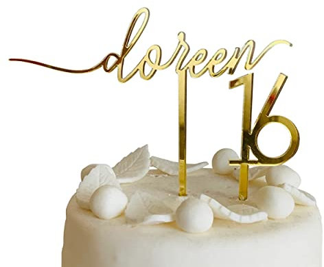 Kuchen Topper Personalisierten Name Kuchendekoration mit Nummer Tortenaufsatz Name und Alter Custom Cake Topper Kalligraphie Acryl Holz Individuellen Schriftzügen Alter Alles Gute zum Geburtstag