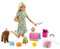 Barbie Welpenparty, Barbiepuppe mit blonden Haaren, Zwei Hundewelpen, Knetmasse für Hundekuchen, Zubehör, Geburtstagszubehör, Geschenk für Kinder, Spielzeug ab 3 Jahre,GXV75