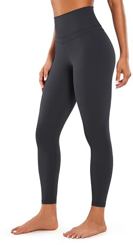 CRZ YOGA Donna Vita Alta Yoga Fitness Spandex Palestra Pantaloni Sportivi 7/8 Leggins con Tasche - 64cm Inchiostro grigio-R009 44