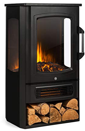 Klarstein Elektrokamin, Elektro Heizungen für Wohnzimmer & Innenräume, Elektrischer Kamin mit LED Flammen, Freistehender Kamin, Heizlüfter mit Timer, Einstellbarer Thermostat, Heizung 2000 W