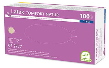 Medi-Inn Latex Comfort Natur Einmalhandschuhe puderfrei (M, 10 x 100 = 1000 Stück)