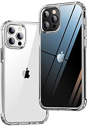 ONES iPhone 13 Pro HD Durchsichtig Dünn Hart Hülle『Stoßfest Airbag Militärstandard』『Erhöhte Kanten Schutz Kamera Bildschirm』[Anti-Gelb] [rutschfest], PC + TPU Hybrid Silikonhülle für Apple 6,1 Zoll