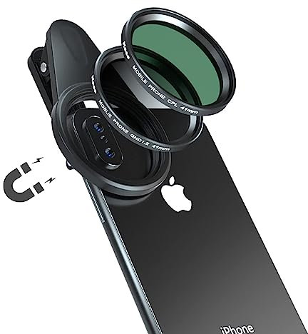 Kase 41 mm magnetisches Handy-Objektiv-CPL-Filter-Set, inklusive rundem Polarisationsfilter, weichem Verlaufsfilter ND1.2, Objektivclip für iPhone 14, 13, 12, 7 XR X XS, Samsung Android Smartphone