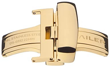 Stailer Faltschließen aus 316L-Stahl, Gold (IPG), Faltschließen für Lederbänder, Uhrenverschluss 20mm, hoch Qualität, Edelstahl Metall, Uhrenarmband Schließe 20 mm, Schnalle für Herren und Damen