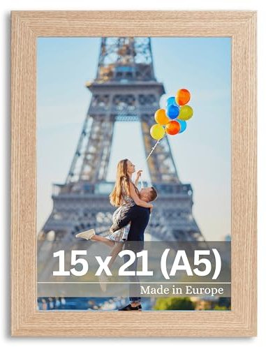 VictoR Bilderrahmen Dix 15x21 cm (A5) beige mit bruchsicherem Acrylglas | moderner Holzrahmen, Bilderrahmen beige 15x21 - Fotorahmen Holz