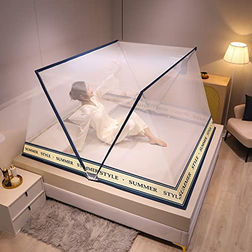 ZZBB Moskitonetz Doppelbett und Einzelbett XXL(pop up) Faltbares Engmaschiges Mückennetz für Reise und Zuhause mit Tasche, zuverlässiger Insektenschutz,160cm*190cm*105cm