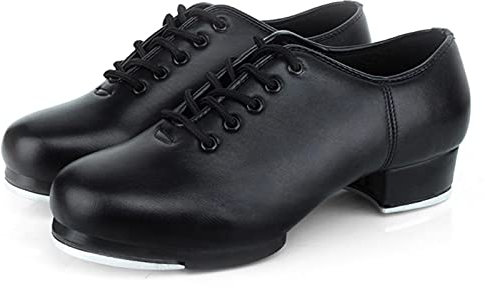 ulapithi Steppschuhe Tap Stepp Schuhe Jazz Tap Dance Schuhe, Ledermaterial Steppschuhe Damen Split Sole Jazz Stepptanzschuhe Erwachsene/Unisex Schnürschuhe Damen