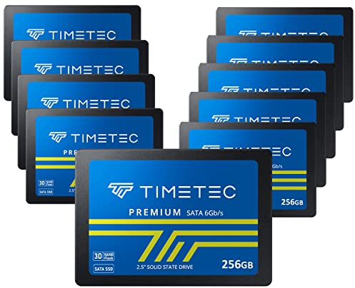 Timetec 256 Go x 10 (Lot de 10) SSD 3D NAND SATA III 6 Gb/s 2,5 7 mm (0,28) Vitesse de lecture jusqu'à 550 Mo/s SLC Cache Performance Boost Disque SSD interne pour PC Ordinateur
