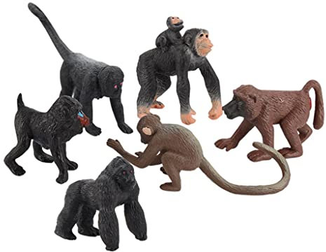 Colcolo 6x Plastik Schimpanse Figur Kreaturen Vorschulspielzeug Tischdekoration Action Affe Figuren Dschungeltier Set