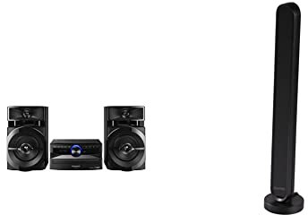 Panasonic SC-UX104EG-K CD-Micro-Musik, schwarz & Hama DAB-Zimmerantenne für Radio (DAB, DAB+, UKW, Digitale Innenantenne mit Verstärker, aktive Stabantenne mit F-Stecker, 1,4m Kabel) schwarz