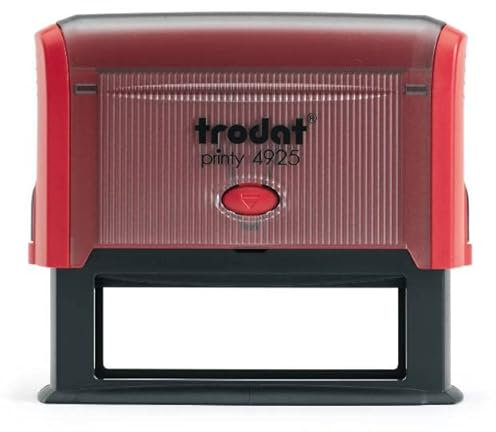 Trodat - Printy 4925 - Custom Stempel mit Wunschtext personalisieren, hier gleich online gestalten Gehäusefarbe rot – Adresstempel - Firmenstempel - mit Wunschtext – 82x25 mm - 8 Zeilen