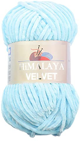 Strickfein Himalaya Velvet Wolle - 100% Micro-Polyester, 100g / 120m, Stärke 6 Super Bulky, Nadeln 8mm, Ideal für Pullover, Schals, Mützen & Heimtextilien (Babyblau)