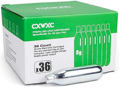 CXWXC Capsules de CO2 8 g/12 g – Capsules de CO2 de haute pureté (99,9 %), boîtier en acier, sans huile et anti-fuite, système Click‑Lock sans filetage – Pour appareils à pression d'air et