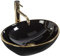 Rea Aufsatzwaschbecken Sofia Black Gold Edge Waschtisch Handwaschbecken Waschschale Waschbecken für Badezimmer aus hochwertiger Keramik 410 mm x 345 mm x 150 mm (Gold/schwarz)