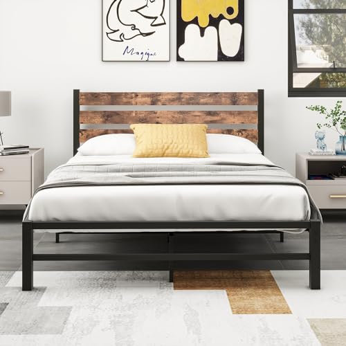 HOMERECOMMEND Bettrahmen Bett 120x200 cm Metallbett mit Kopfteil und Fußteil Heavy Duty-Metall-Plattform-Bettrahmen Solid und stabil Metalllatten Unterstützung